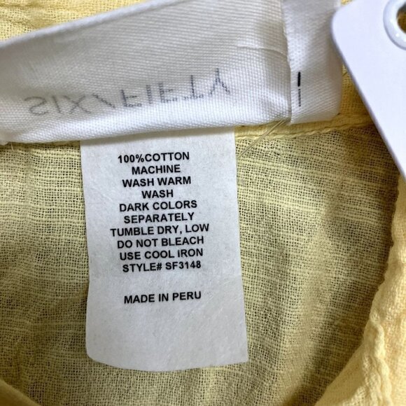 Six/Fifty NWT Button-up Cropped Yellow Long Sleeve Shirt Sz M - Picture 5 of 5